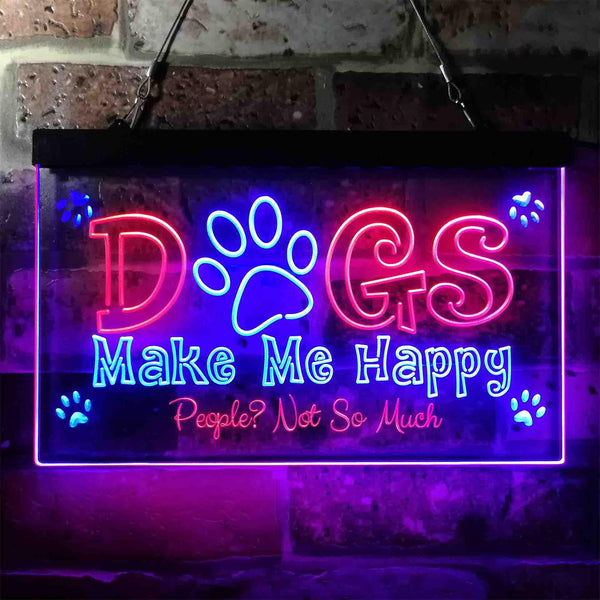 ADVPRO Humor Dogs Make Me Happy Dual Color LED Neon Sign st6-i3940 - Red & Blue