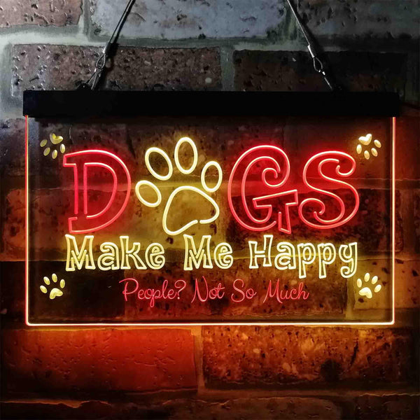 ADVPRO Humor Dogs Make Me Happy Dual Color LED Neon Sign st6-i3940 - Red & Yellow