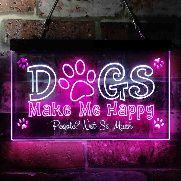 ADVPRO Humor Dogs Make Me Happy Dual Color LED Neon Sign st6-i3940 - White & Purple