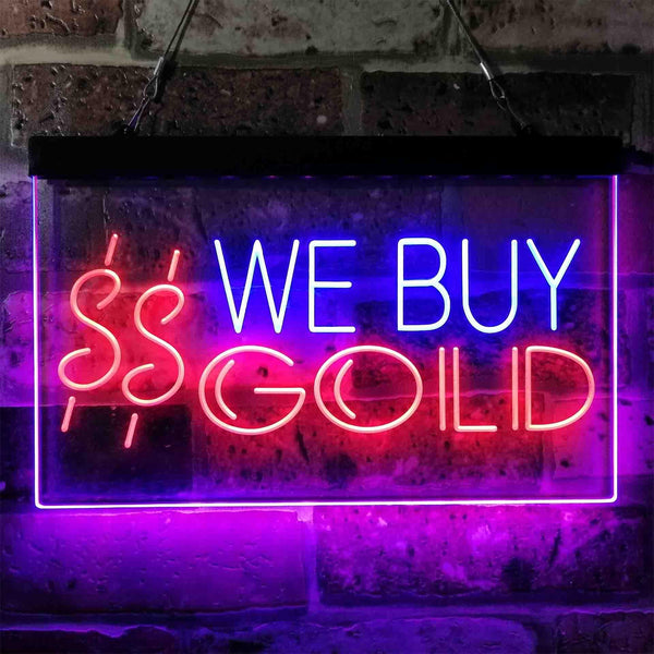 ADVPRO We Buy Gold Dual Color LED Neon Sign st6-i3943 - Blue & Red