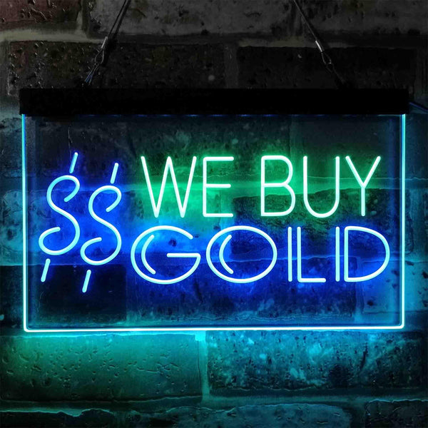 ADVPRO We Buy Gold Dual Color LED Neon Sign st6-i3943 - Green & Blue