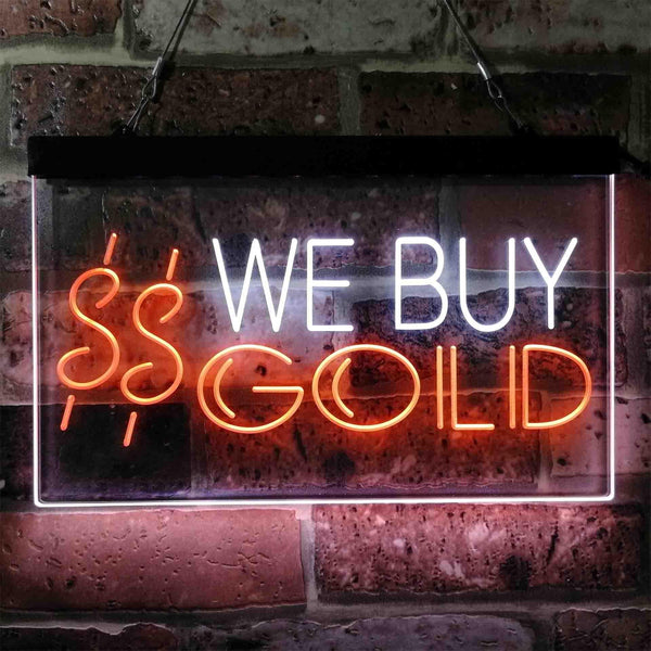 ADVPRO We Buy Gold Dual Color LED Neon Sign st6-i3943 - White & Orange