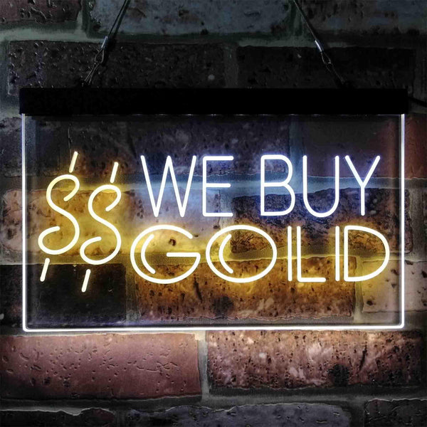 ADVPRO We Buy Gold Dual Color LED Neon Sign st6-i3943 - White & Yellow