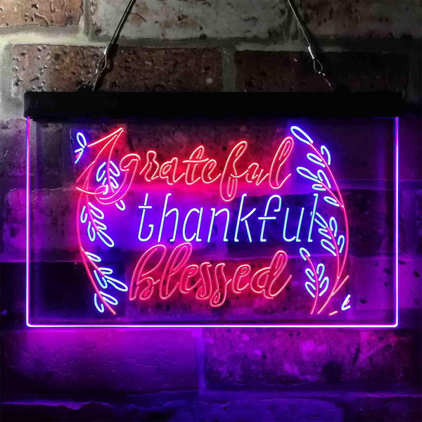 ADVPRO Grateful Thankful Blessed Living Room Decoration Dual Color LED Neon Sign st6-i3947 - Blue & Red