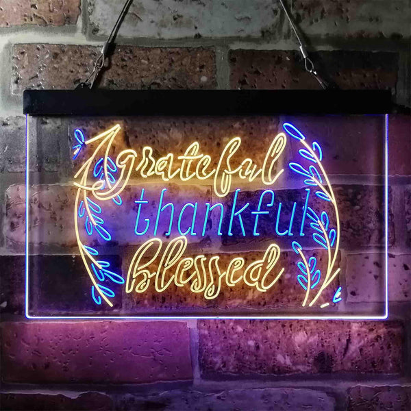 ADVPRO Grateful Thankful Blessed Living Room Decoration Dual Color LED Neon Sign st6-i3947 - Blue & Yellow