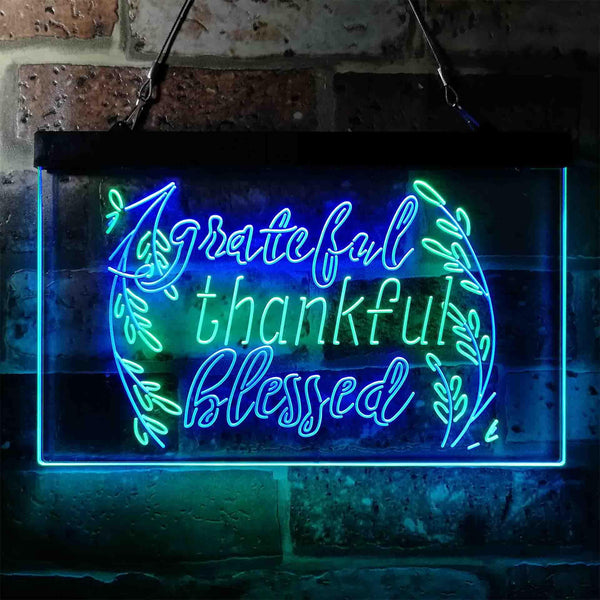 ADVPRO Grateful Thankful Blessed Living Room Decoration Dual Color LED Neon Sign st6-i3947 - Green & Blue