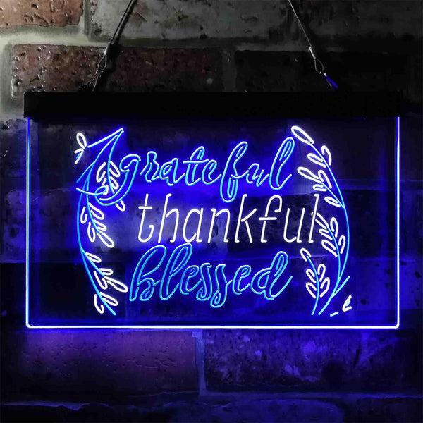 ADVPRO Grateful Thankful Blessed Living Room Decoration Dual Color LED Neon Sign st6-i3947 - White & Blue