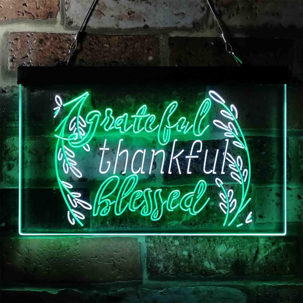 ADVPRO Grateful Thankful Blessed Living Room Decoration Dual Color LED Neon Sign st6-i3947 - White & Green