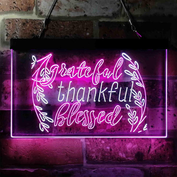 ADVPRO Grateful Thankful Blessed Living Room Decoration Dual Color LED Neon Sign st6-i3947 - White & Purple