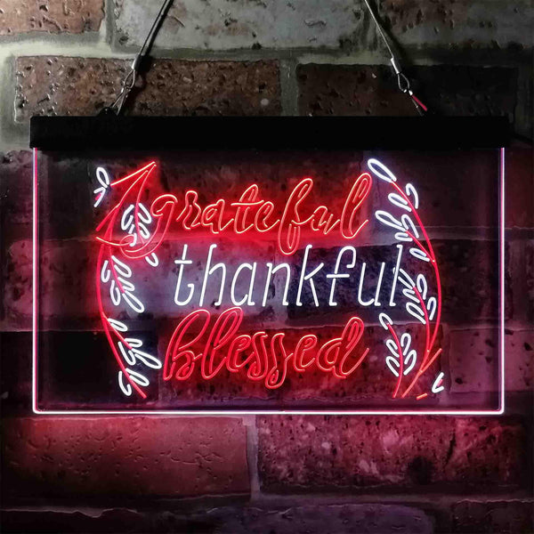 ADVPRO Grateful Thankful Blessed Living Room Decoration Dual Color LED Neon Sign st6-i3947 - White & Red
