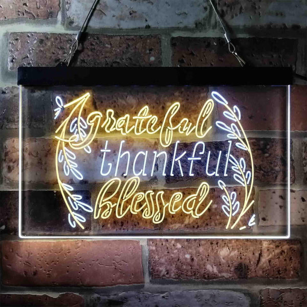ADVPRO Grateful Thankful Blessed Living Room Decoration Dual Color LED Neon Sign st6-i3947 - White & Yellow