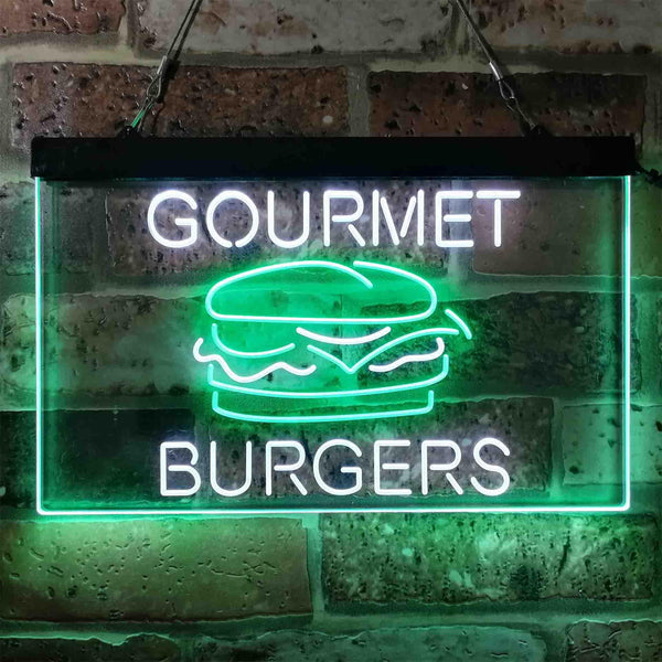 ADVPRO Gourmet Burgers Cafe Dual Color LED Neon Sign st6-i3949 - White & Green