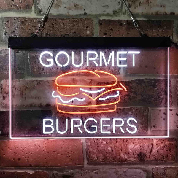 ADVPRO Gourmet Burgers Cafe Dual Color LED Neon Sign st6-i3949 - White & Orange