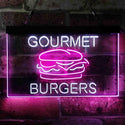ADVPRO Gourmet Burgers Cafe Dual Color LED Neon Sign st6-i3949 - White & Purple