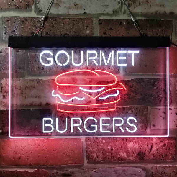 ADVPRO Gourmet Burgers Cafe Dual Color LED Neon Sign st6-i3949 - White & Red