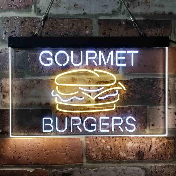 ADVPRO Gourmet Burgers Cafe Dual Color LED Neon Sign st6-i3949 - White & Yellow