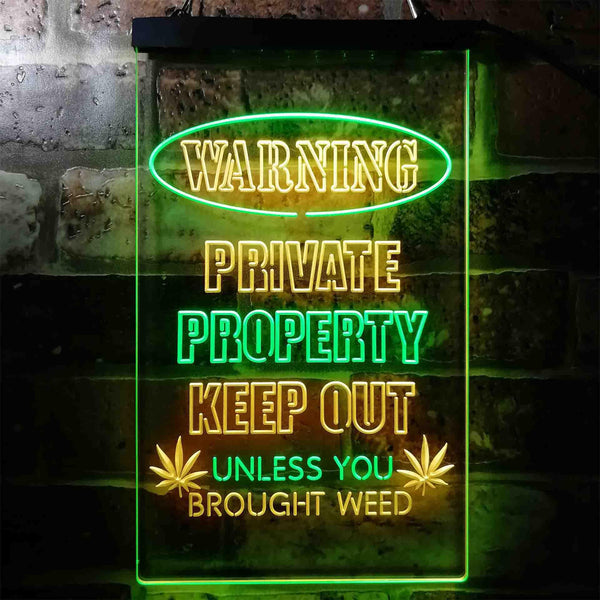 ADVPRO Humor Keep Out Unless You Brought Weed Game Room  Dual Color LED Neon Sign st6-i3952 - Green & Yellow