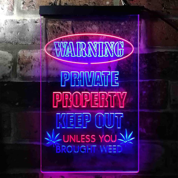 ADVPRO Humor Keep Out Unless You Brought Weed Game Room  Dual Color LED Neon Sign st6-i3952 - Red & Blue