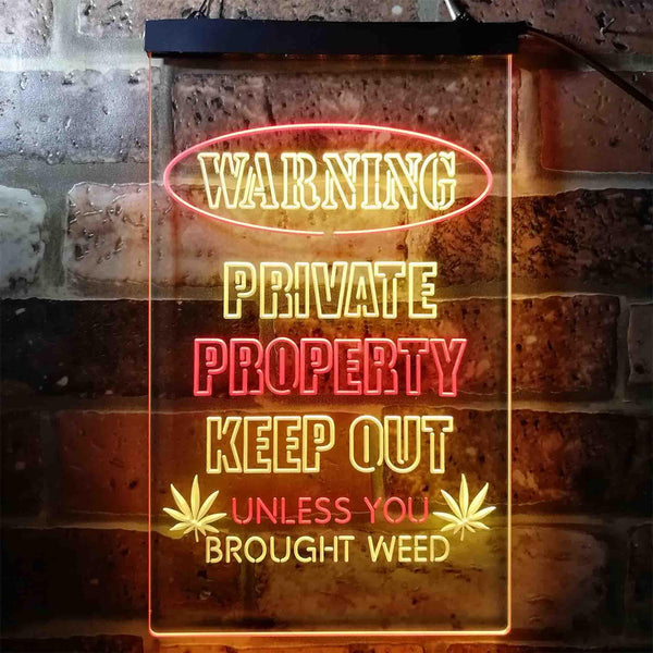 ADVPRO Humor Keep Out Unless You Brought Weed Game Room  Dual Color LED Neon Sign st6-i3952 - Red & Yellow