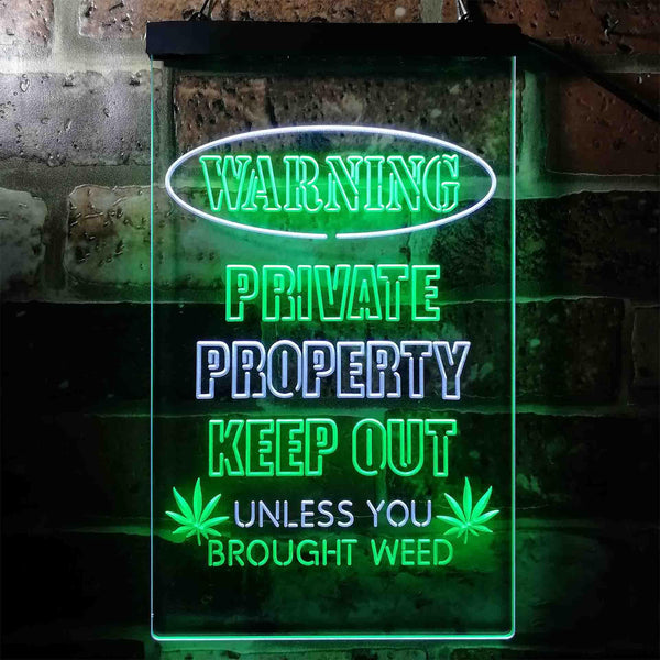 ADVPRO Humor Keep Out Unless You Brought Weed Game Room  Dual Color LED Neon Sign st6-i3952 - White & Green
