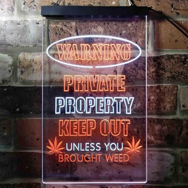 ADVPRO Humor Keep Out Unless You Brought Weed Game Room  Dual Color LED Neon Sign st6-i3952 - White & Orange