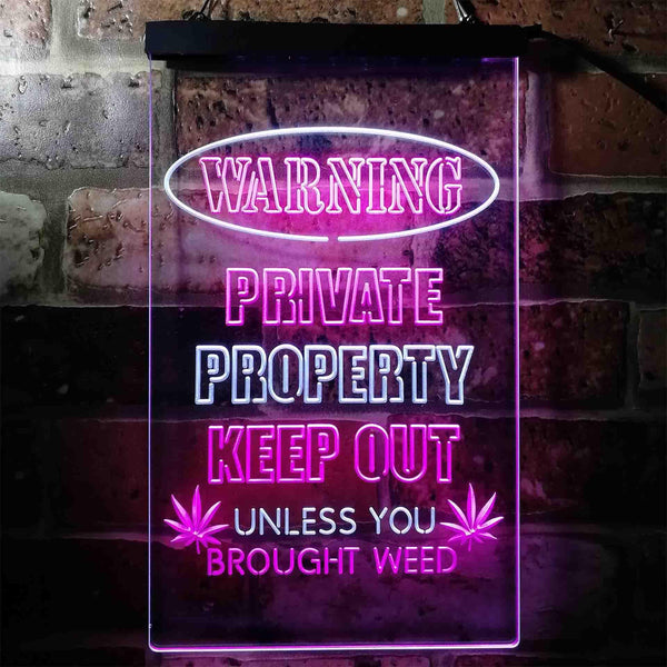 ADVPRO Humor Keep Out Unless You Brought Weed Game Room  Dual Color LED Neon Sign st6-i3952 - White & Purple