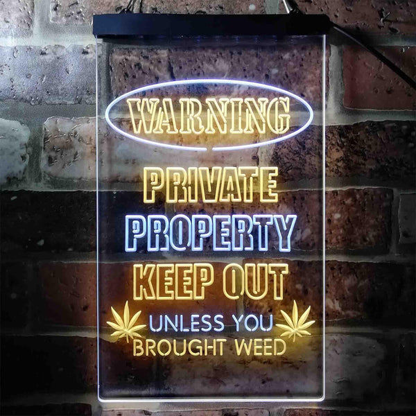 ADVPRO Humor Keep Out Unless You Brought Weed Game Room  Dual Color LED Neon Sign st6-i3952 - White & Yellow