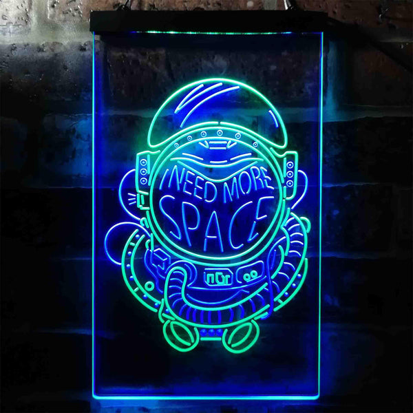 ADVPRO Astronaut I Need More Space Living Room Display  Dual Color LED Neon Sign st6-i3953 - Green & Blue