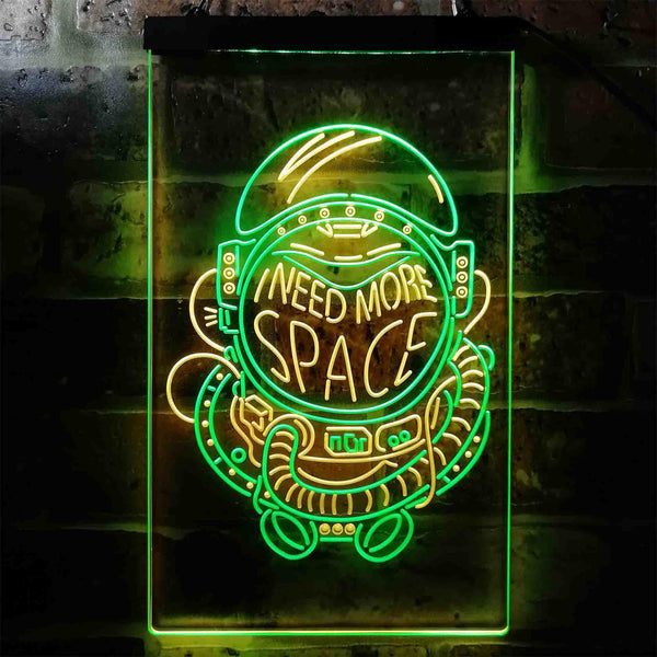 ADVPRO Astronaut I Need More Space Living Room Display  Dual Color LED Neon Sign st6-i3953 - Green & Yellow