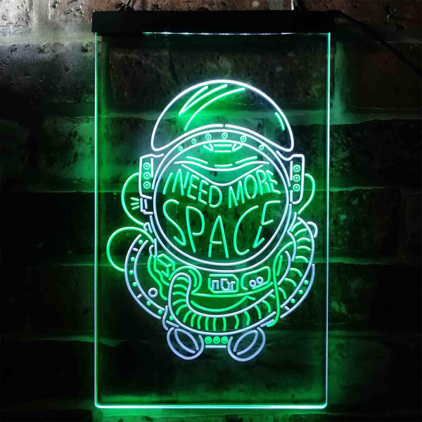 ADVPRO Astronaut I Need More Space Living Room Display  Dual Color LED Neon Sign st6-i3953 - White & Green