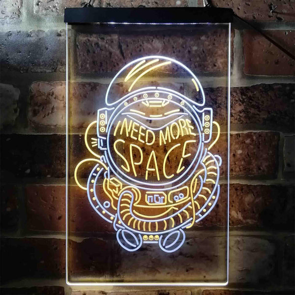ADVPRO Astronaut I Need More Space Living Room Display  Dual Color LED Neon Sign st6-i3953 - White & Yellow
