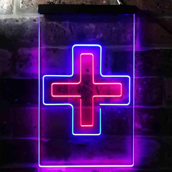 ADVPRO Double Medical Cross Shop  Dual Color LED Neon Sign st6-i3954 - Blue & Red