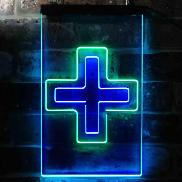 ADVPRO Double Medical Cross Shop  Dual Color LED Neon Sign st6-i3954 - Green & Blue