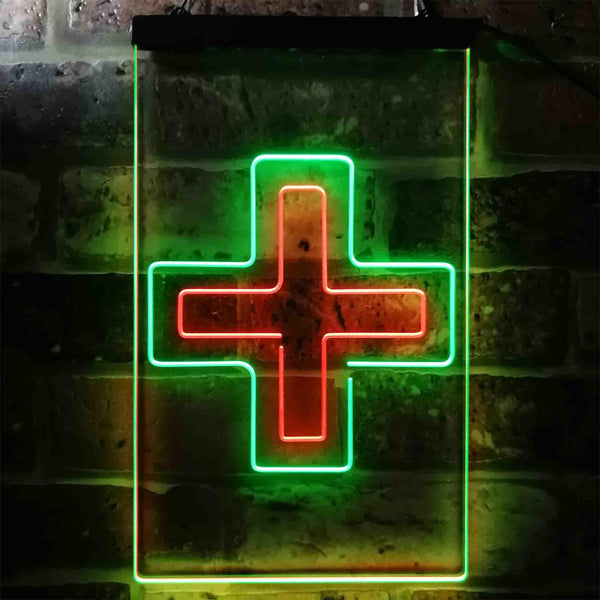 ADVPRO Double Medical Cross Shop  Dual Color LED Neon Sign st6-i3954 - Green & Red