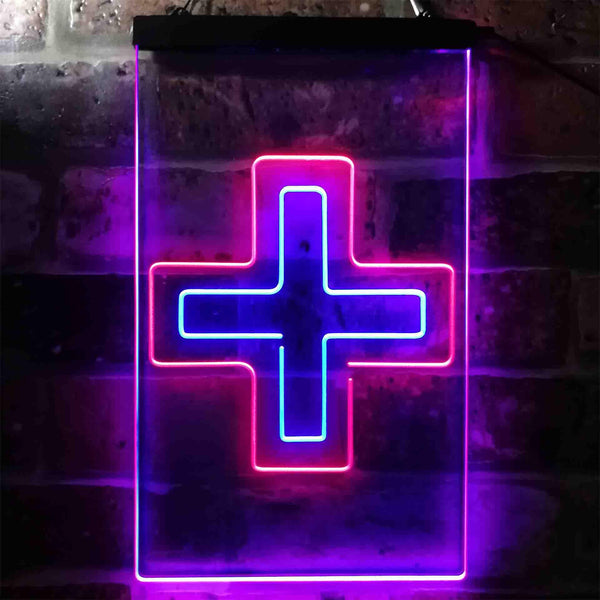 ADVPRO Double Medical Cross Shop  Dual Color LED Neon Sign st6-i3954 - Red & Blue