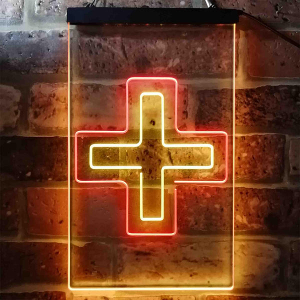 ADVPRO Double Medical Cross Shop  Dual Color LED Neon Sign st6-i3954 - Red & Yellow
