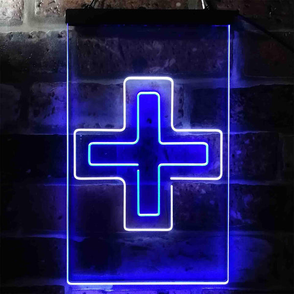ADVPRO Double Medical Cross Shop  Dual Color LED Neon Sign st6-i3954 - White & Blue
