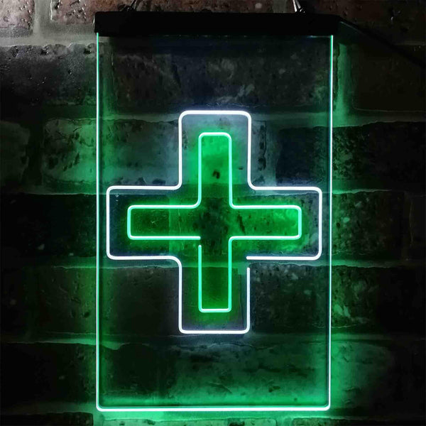 ADVPRO Double Medical Cross Shop  Dual Color LED Neon Sign st6-i3954 - White & Green