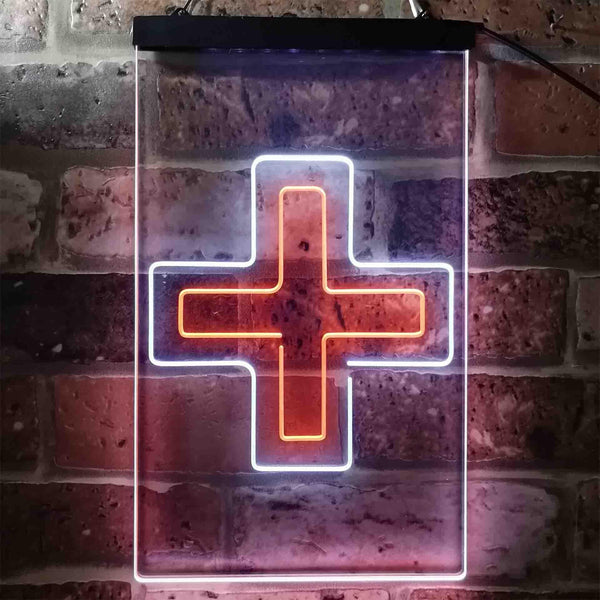 ADVPRO Double Medical Cross Shop  Dual Color LED Neon Sign st6-i3954 - White & Orange