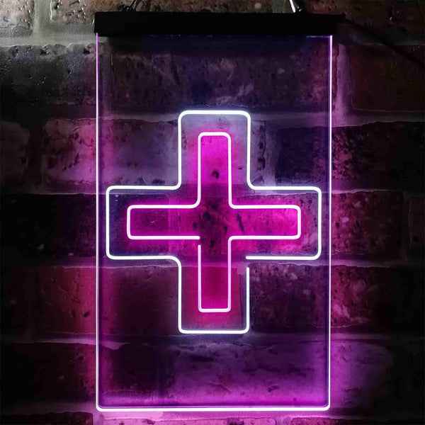 ADVPRO Double Medical Cross Shop  Dual Color LED Neon Sign st6-i3954 - White & Purple