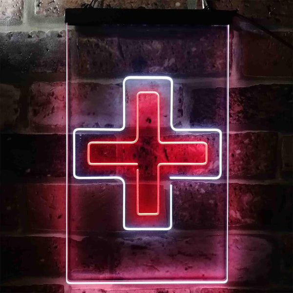 ADVPRO Double Medical Cross Shop  Dual Color LED Neon Sign st6-i3954 - White & Red
