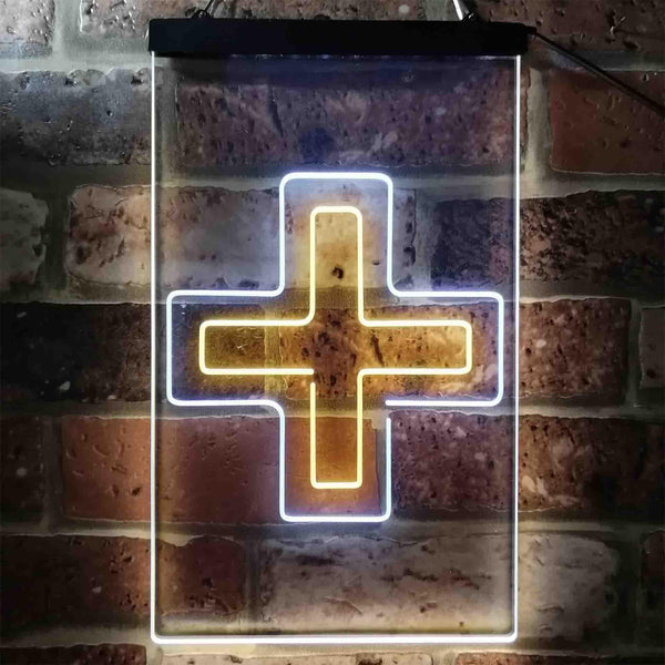 ADVPRO Double Medical Cross Shop  Dual Color LED Neon Sign st6-i3954 - White & Yellow