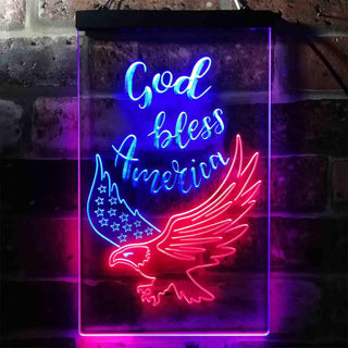 ADVPRO God Bless America Eagle Living Room Decoration  Dual Color LED Neon Sign st6-i3955 - Blue & Red