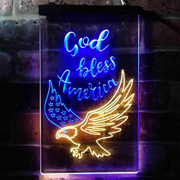 ADVPRO God Bless America Eagle Living Room Decoration  Dual Color LED Neon Sign st6-i3955 - Blue & Yellow