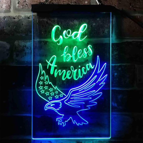 ADVPRO God Bless America Eagle Living Room Decoration  Dual Color LED Neon Sign st6-i3955 - Green & Blue