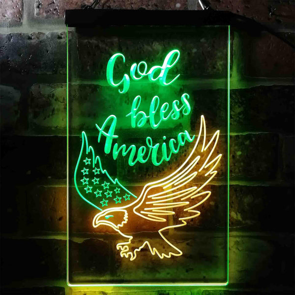 ADVPRO God Bless America Eagle Living Room Decoration  Dual Color LED Neon Sign st6-i3955 - Green & Yellow