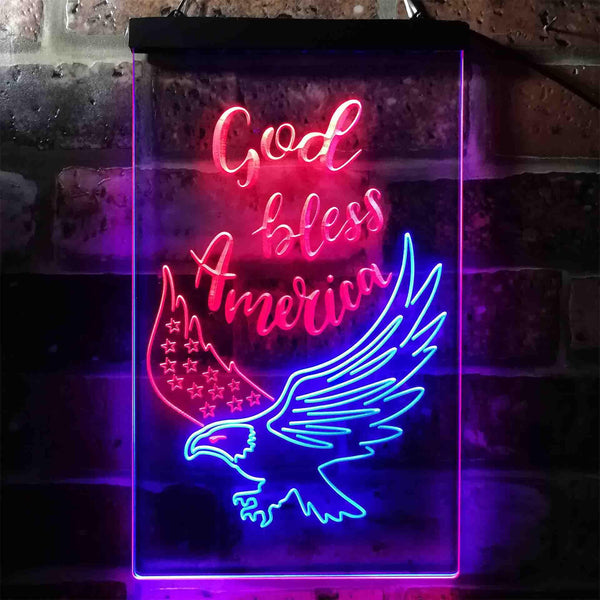 ADVPRO God Bless America Eagle Living Room Decoration  Dual Color LED Neon Sign st6-i3955 - Red & Blue