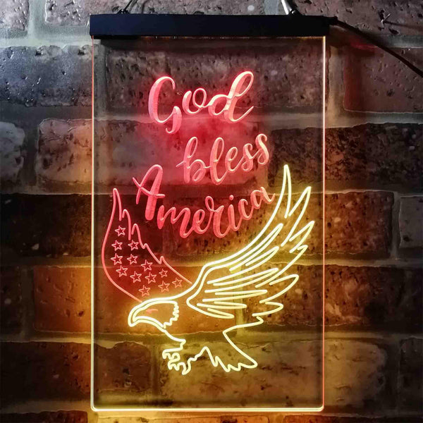 ADVPRO God Bless America Eagle Living Room Decoration  Dual Color LED Neon Sign st6-i3955 - Red & Yellow