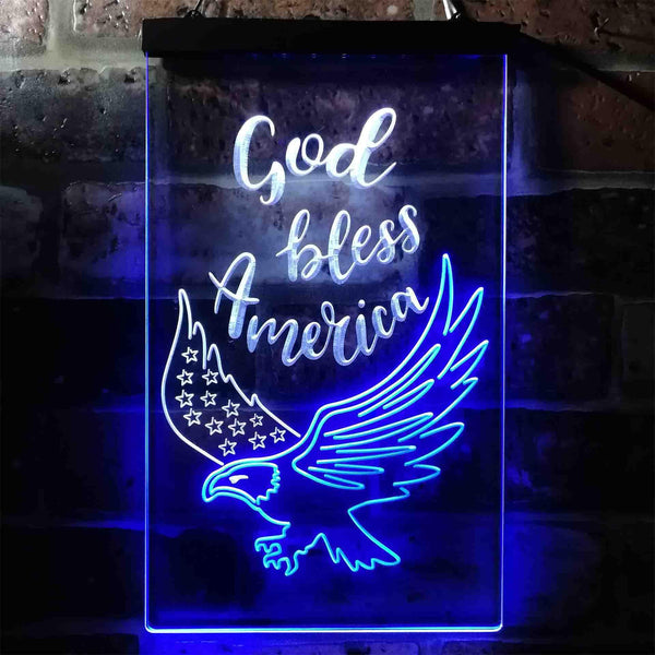 ADVPRO God Bless America Eagle Living Room Decoration  Dual Color LED Neon Sign st6-i3955 - White & Blue
