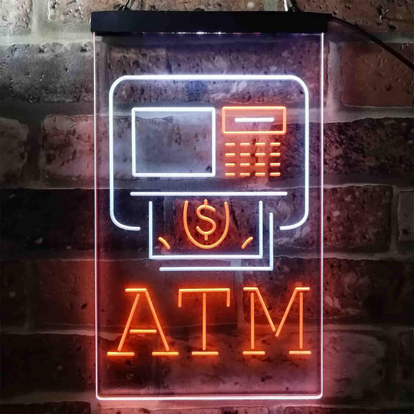 ADVPRO ATM Machine Money Withdraw Inside  Dual Color LED Neon Sign st6-i3956 - White & Orange